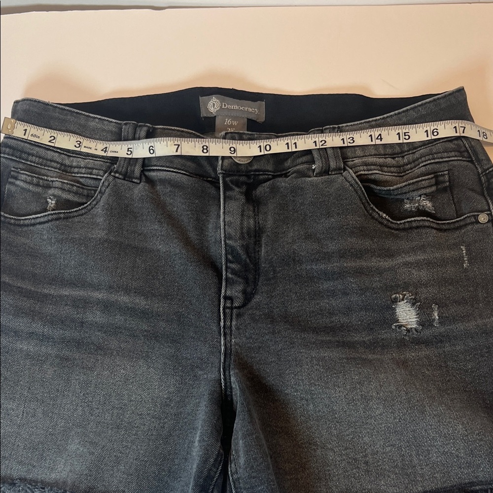 Democracy Ab Solution High Waist Denim Shorts Gray Distressed Plus 16W - Picture 6 of 7